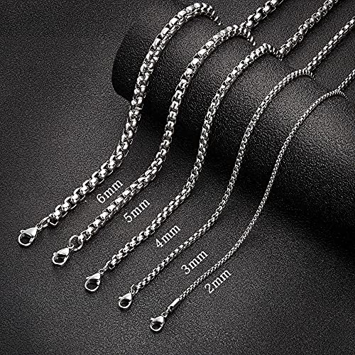Estendly 2Mm 16 To 38In Stainless Steel Rolo Chain Necklace Crude Round Box Cable Wheat Necklace For Men Women Jewelry #TOP4