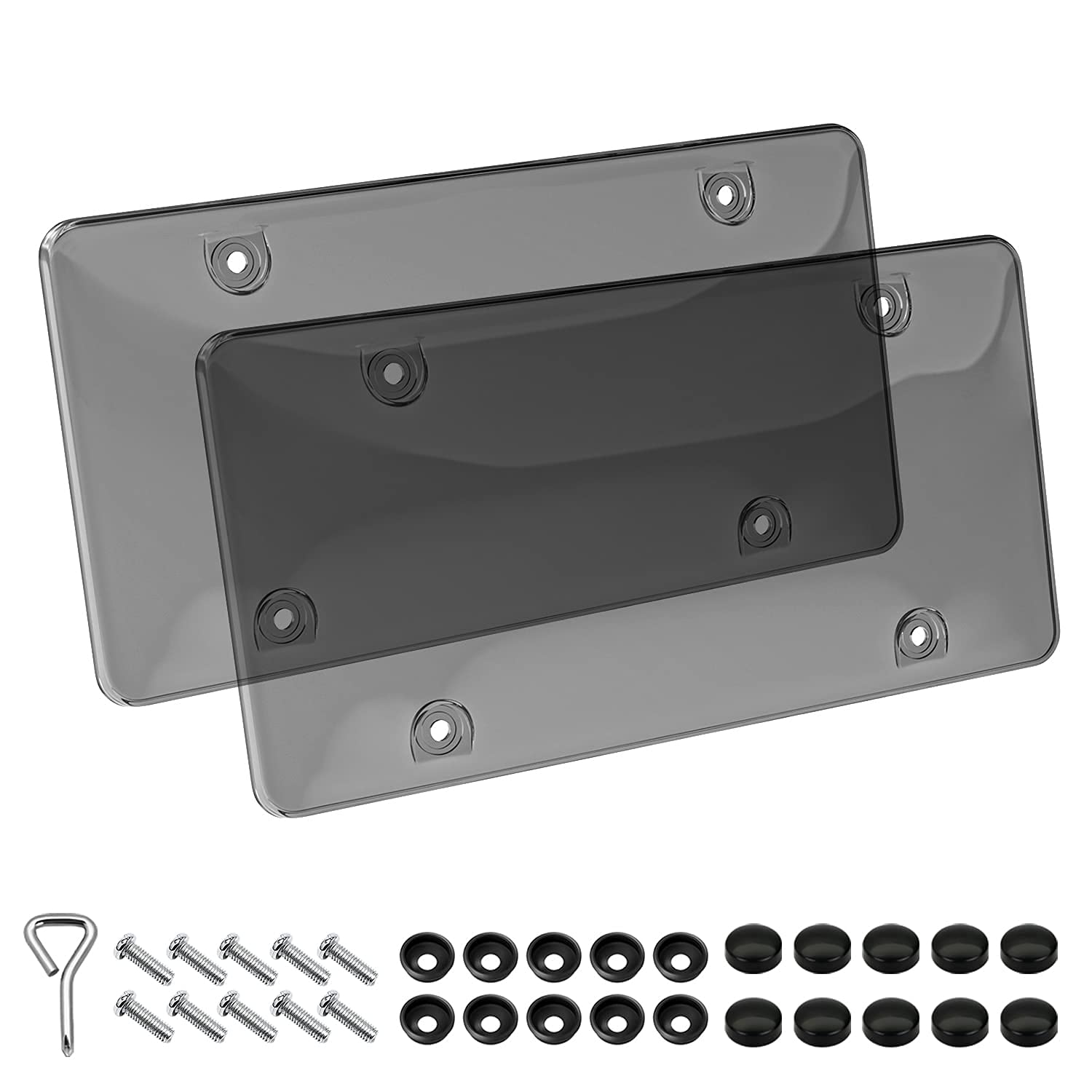 Buy 2 Pcs License Plates Cover/Shields Tinted Clear Bubble Smoke Unbreakable Anti Camera Design