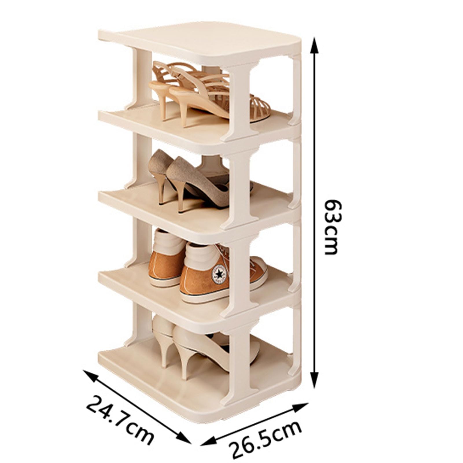 Étagère à chaussures extensible empilable à 5 niveaux pour économiser de l'espace avec design étroit incurvé pour placard, entrée et chambre à coucher (blanc jusqu'à 8 niveaux)