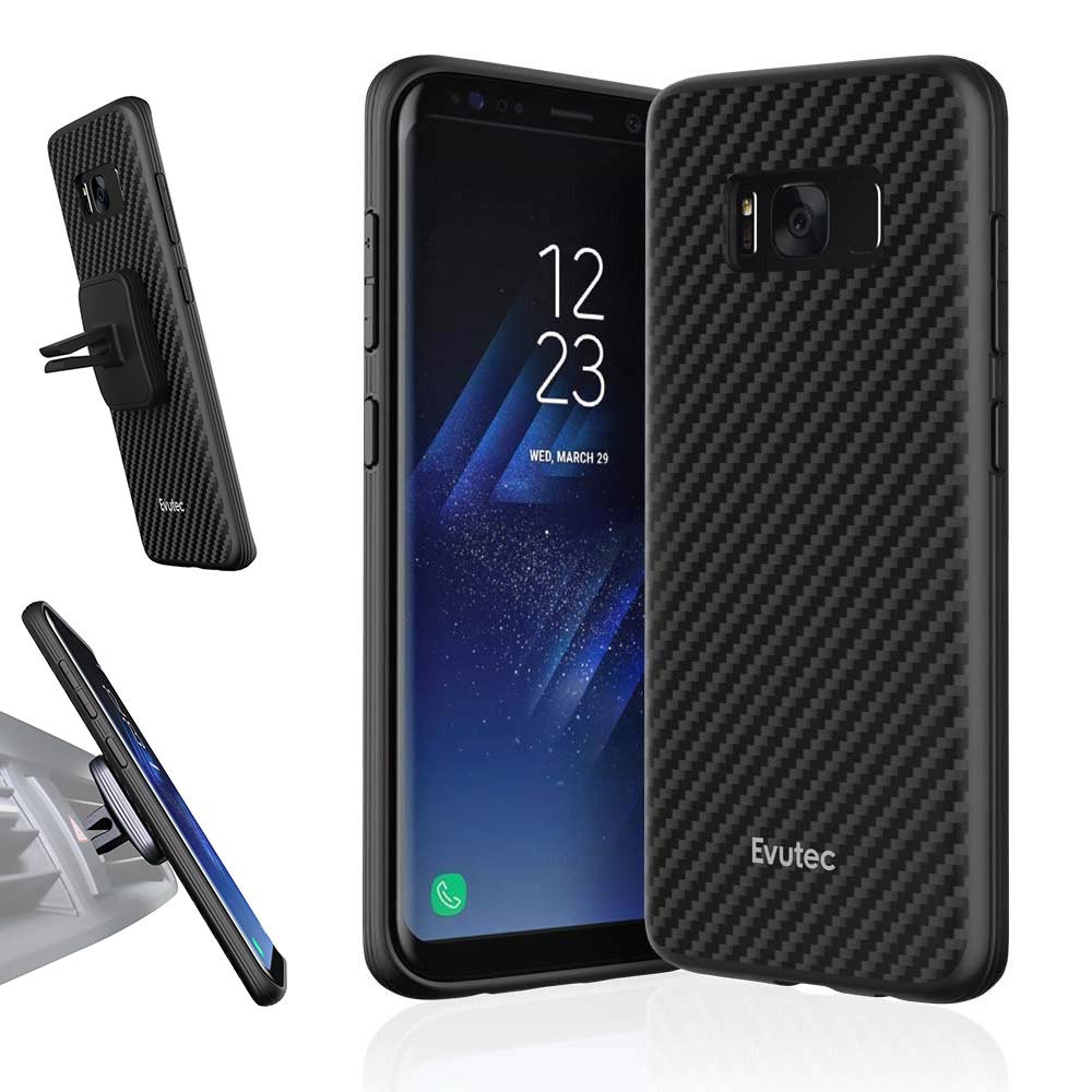 Evutec Samsung Galaxy S8 PLUS AER case/cover Karbon Black carbon with AFIX Air Vent Car mount