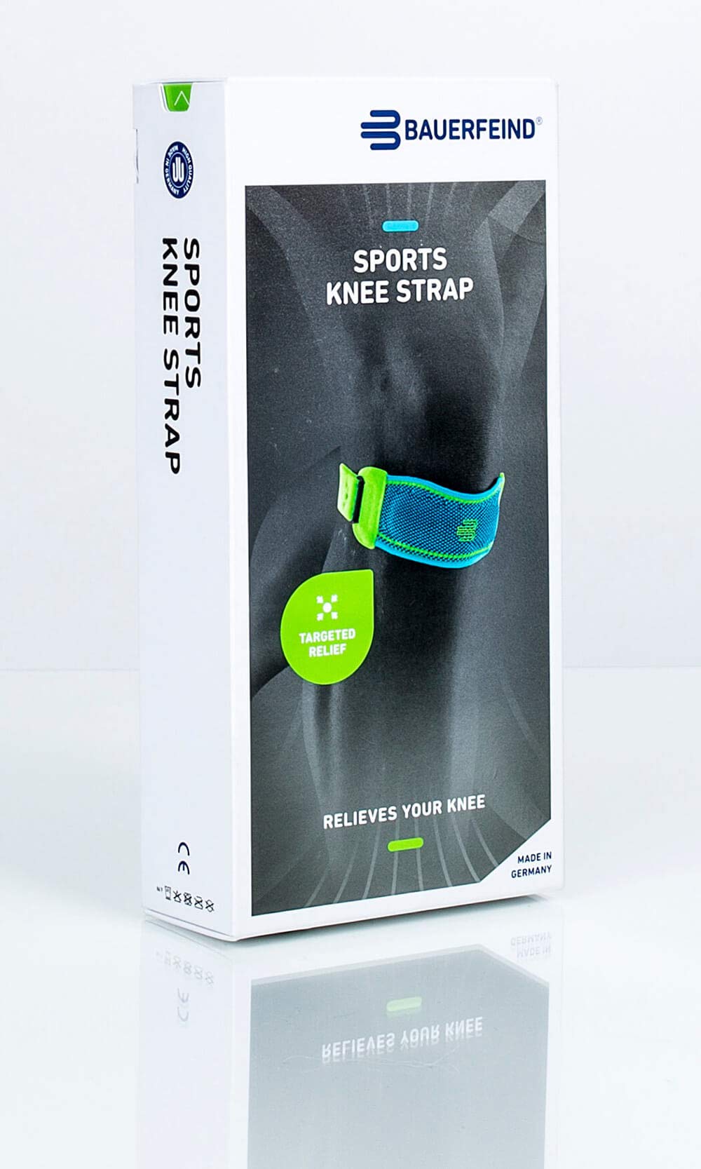 BAUERFEIND, 1 Rodillera Deportiva Unisex, Adecuada para ambas Rodillas, para Deportes de Pelota o Atletismo, Descarga de presión, Anillo de Silicona, Talla L, Negro, 11449421170013
