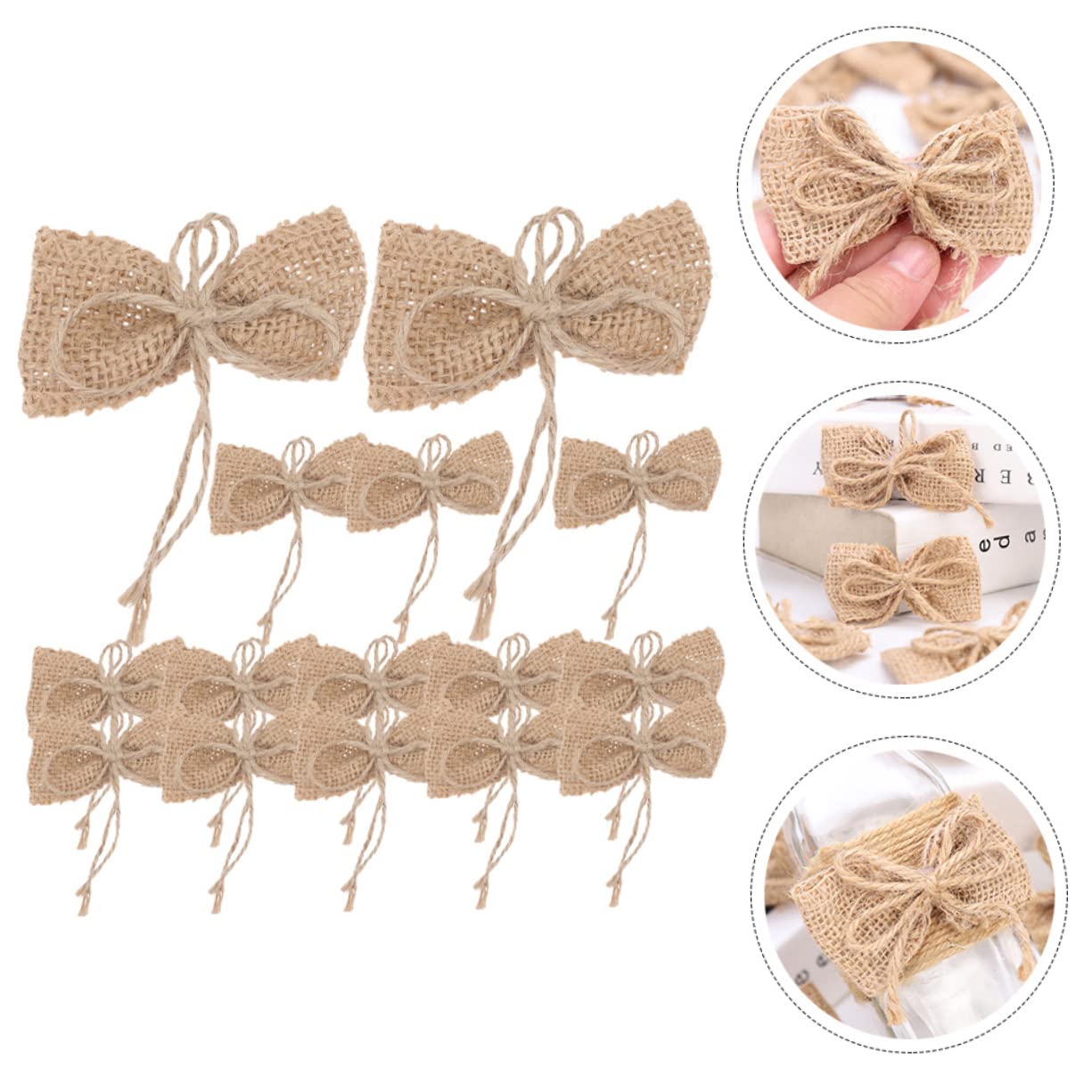 TOPBATHY 60 Piezas Arco de arpillera Adornos para arboles de Navidad Arco de fabricación de scarpebook moños navideños Christmas Ornaments Guirnalda decoración pequeños Lazos de arpillera
