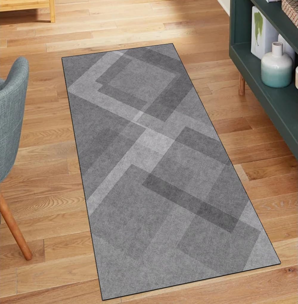 Alfombra de pasillo gris 60x300 cm lavable en poliéster