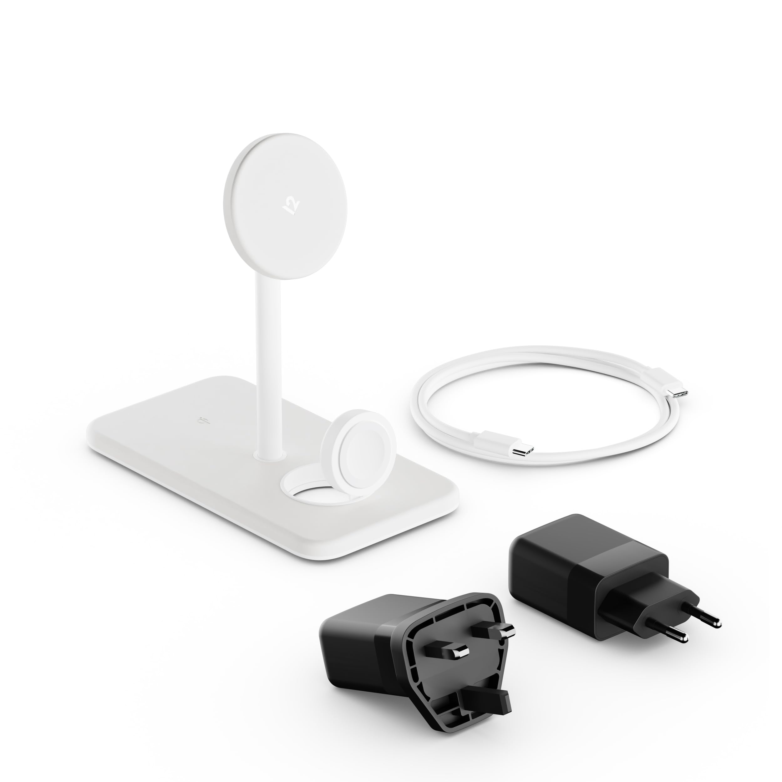 Twelve South HiRise 3 Deluxe Twelve South 3 en 1 MagSafe + Qi2 Soporte de carga para iPhone, reloj y AirPods, color blanco