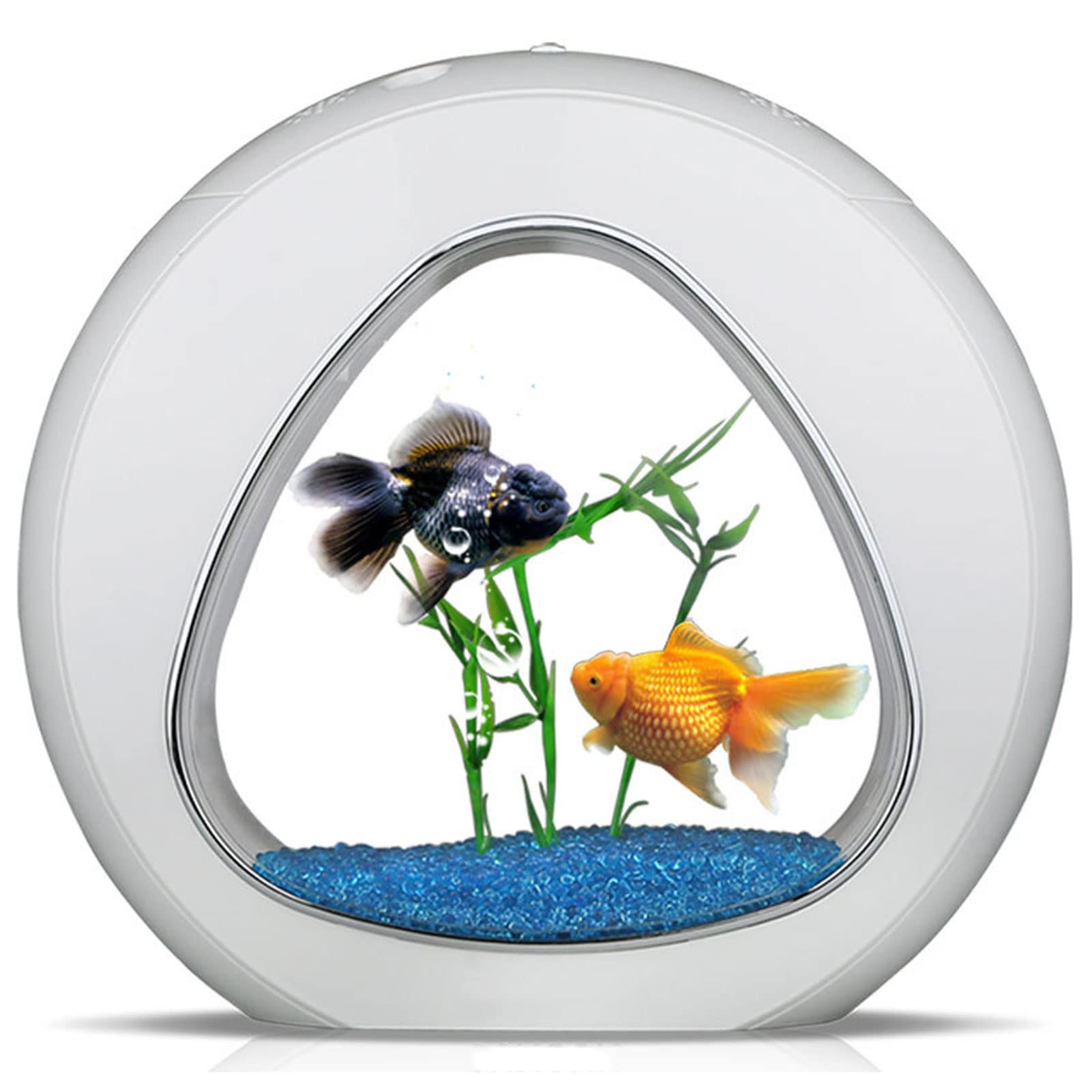 Aquarium Fish Bowls Kit 6L with LED Lighting Mute Air Pump and Plants Accessories Decorations Stones Glass Sand for Home Office Desktop Small Fish Bowls for Betta Fish Goldfish Fish Tank Kit