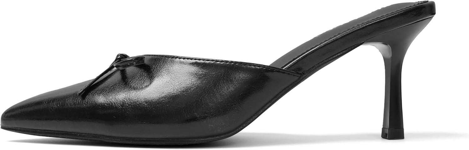 Shoe'N Tale Pumps for Women Kitten Heels Bow Heeled Sandals Closed Pointed Toe Slip-ons Dressy Stiletto Mules - Image 3