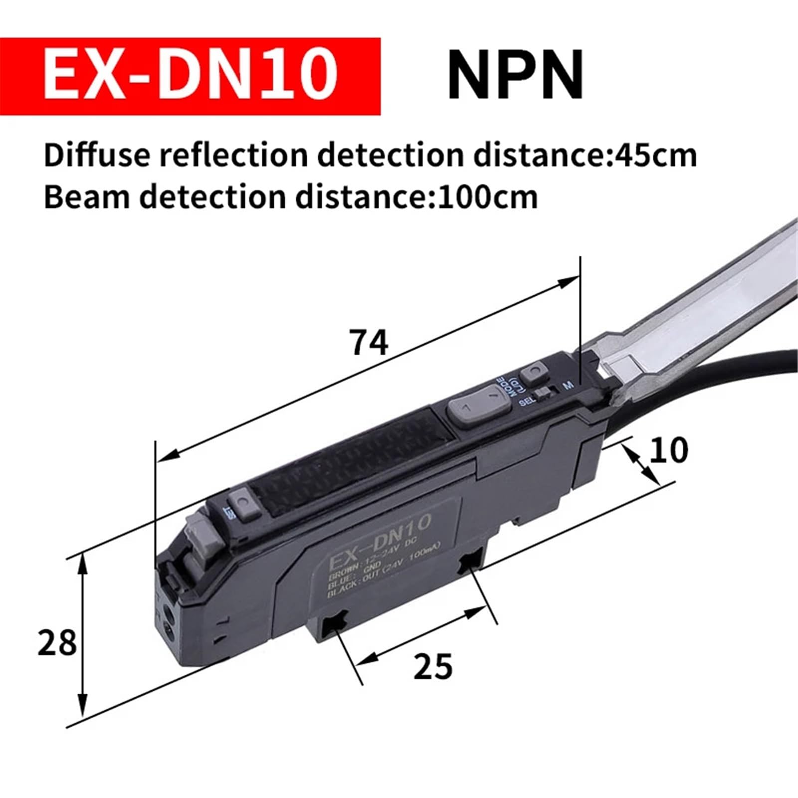 Amplificateur de capteur photoélectrique à Fibre Optique LS04-18N 3 Fils NPN NA11, Faisceau diffus M3 M4 M6 EX-DN10(EX-DN10)