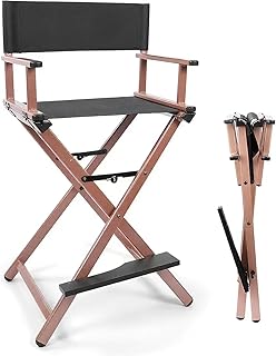 APEXORIGIN Folding Director's Chair with Footrest - Aluminum Makeup Artist & Barber Chair,110CM Seat Height,113 kg Capacit...