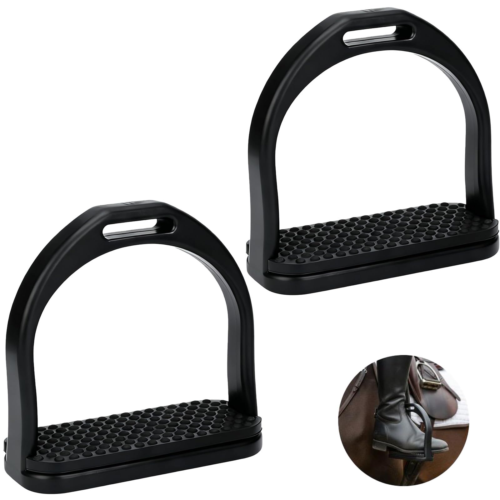 Staffe equestri, nere con cuscinetto in gomma antiscivolo, 13 x 20 x 17 cm, design leggero, adatte per selle inglesi, migliorano la sicurezza