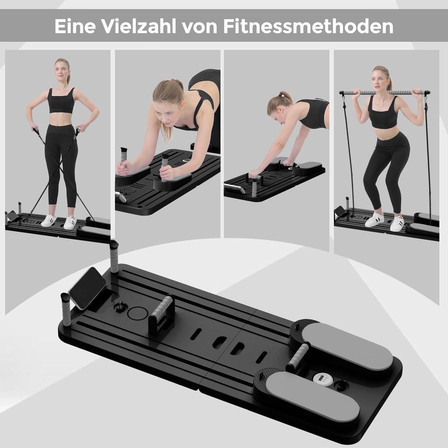 Planche de Pilates 2026 - Réformateur de Pilates - Pour la maison - Pliable - Multifonctionnel - Avec bandes de résistance / barre de Pilates - rebond automatique - Entraîneur abdominal / bras