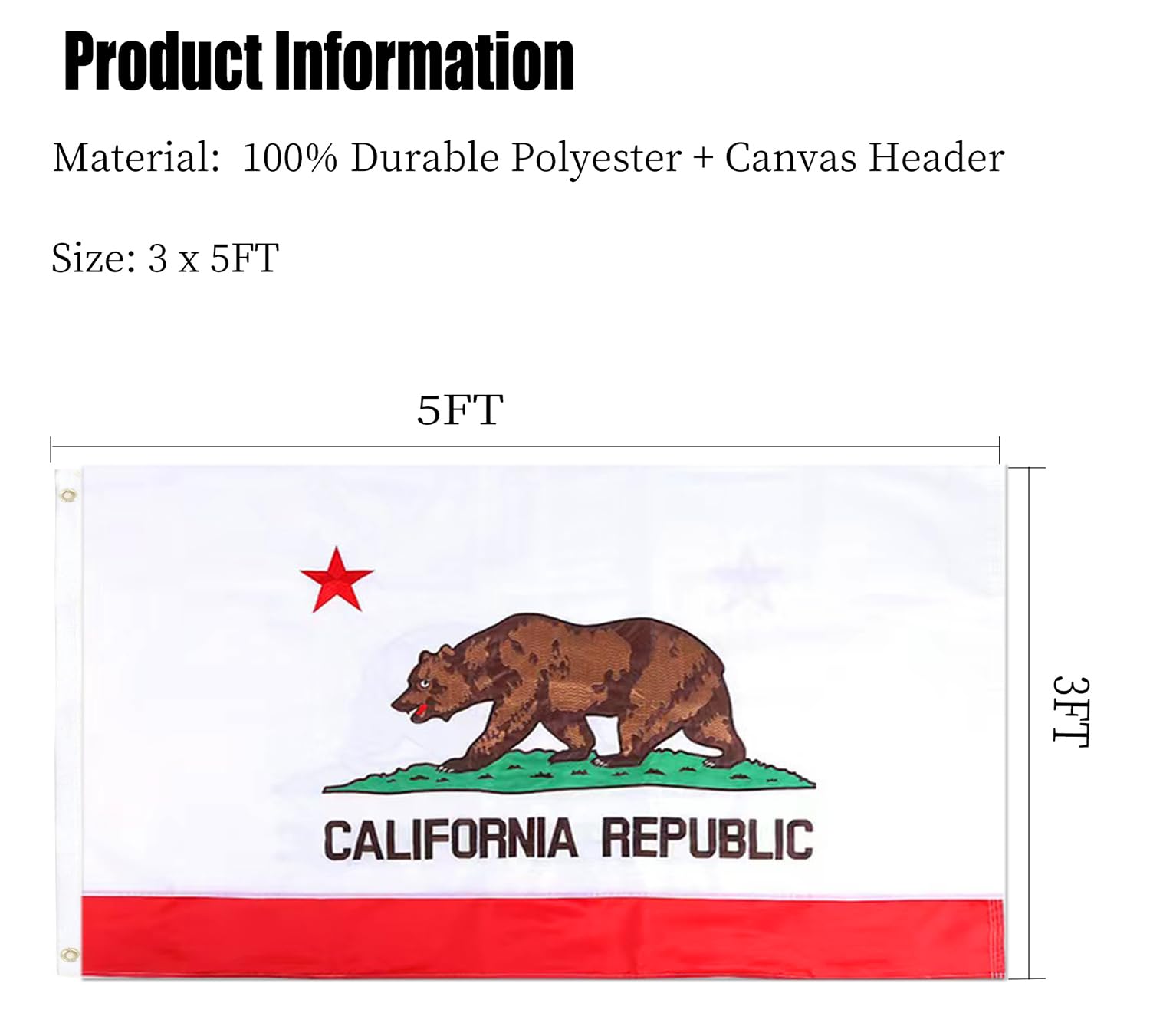 スタンダードカルフォルニア　フラッグ　国旗 Amazon.co.jp: カリフォルニア共和国国旗刺繍 両面 3X5 アウトドア 高