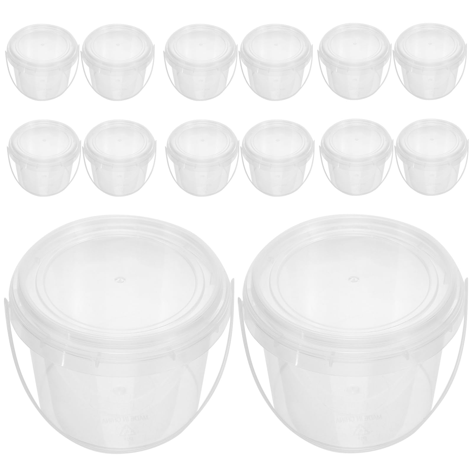 Lurrose 3 Sätze Tragbare Transparente Kunststoff Aufbewahrungsbox Mit Deckel Multifunktionale Eimer Für Farben Bastelbedarf Und DIY Projekte Luftdicht Und Praktisch 20 Stück * 3