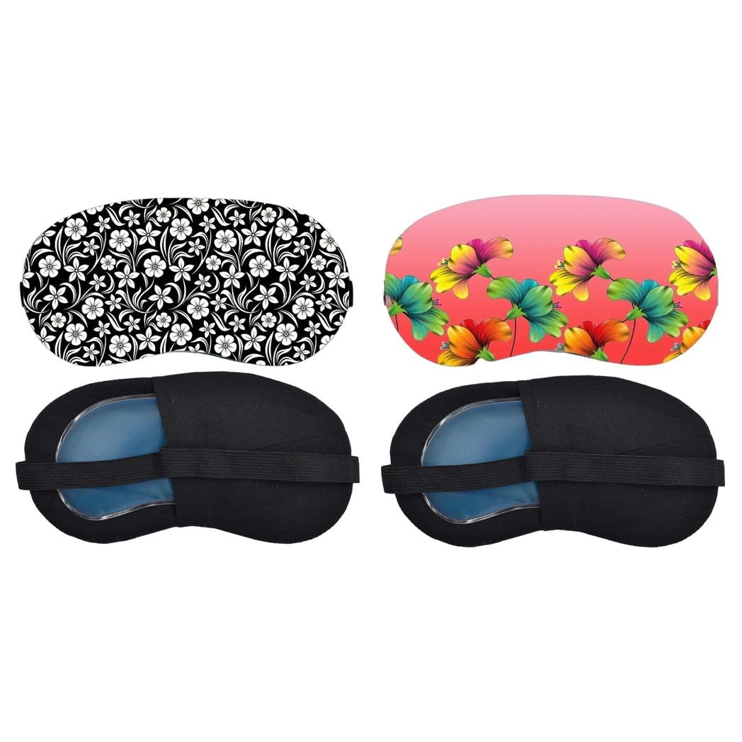 Aoxeria Monochrome Floral Pattern, Tropical Hibiscus Sleeping Mask Combo, Soft Comfortable Light-Blocking Eye Cover for Women, Men & Kids, Reusable Blindfold for Night Sleep, Nap, Travel (Pack of 2)-image-33