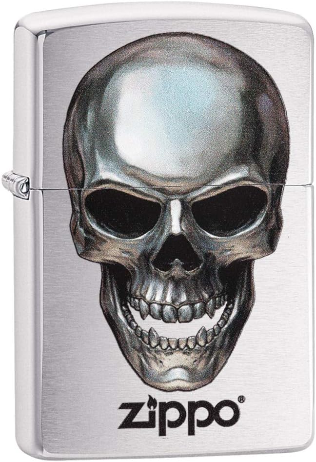 Zippo Skull Clock Design Black Matte Pocket Lighter, One Size (29854)