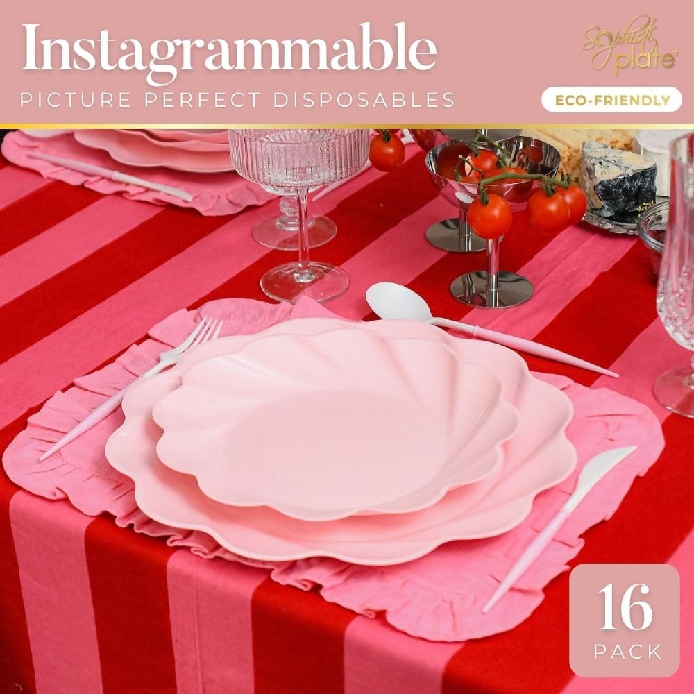 Sophistiplate Eco-Friendly Compostable Dinner Plates - Made of Bamboo Wood Fiber, and Sugarcane- Biodegradable and Disposable Party Plates- Sturdy & Heavy Duty - Pack of 16