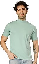 Top Dog Men's Solid High Neck Half Sleeve T-Shirt | Soft Cotton Blend | Casual Fit Tee