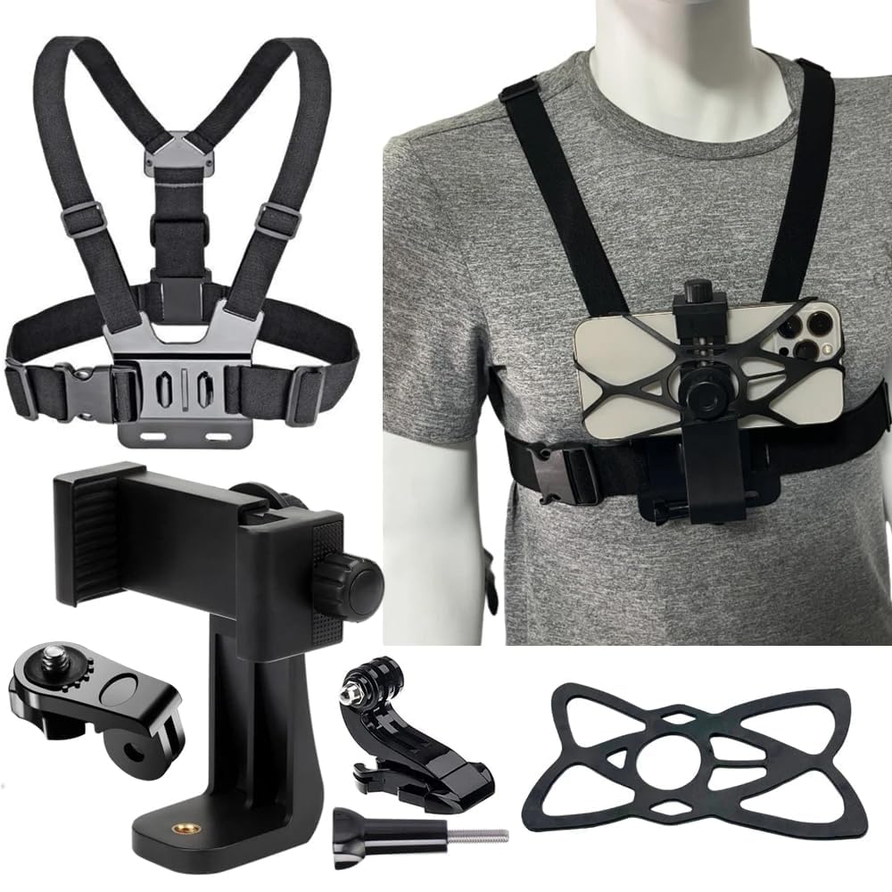 Phone & Action Camera Chest Mount Harness Strap – POV Video Holder Belt for Vlogging, Biking, & Outdoor Sports – Universal Fit for iPhone 17/16, S26/S25, GoPro Hero 14/13/12 & DJI Osmo-image-29