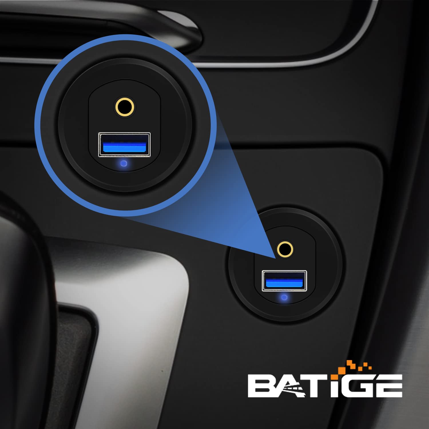 Metall-USB 3.0 & 3,5 mm Auto-Halterung, bündiges Kabel mit LED-Umgebungslicht, AUX-Verlängerung, Armaturenbrett, wasserdicht, für Auto, Boot und Motorrad, 91 cm