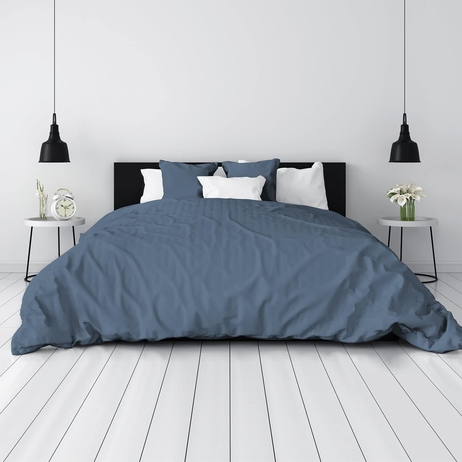 Tafts Duvet Cover King Size, 3 Piece Set, Pure 100% Viscose Derived from Bamboo, Luxuriously Soft, Silky Smooth and Cooling, 2 Pillowcases (King, Slate Blue)