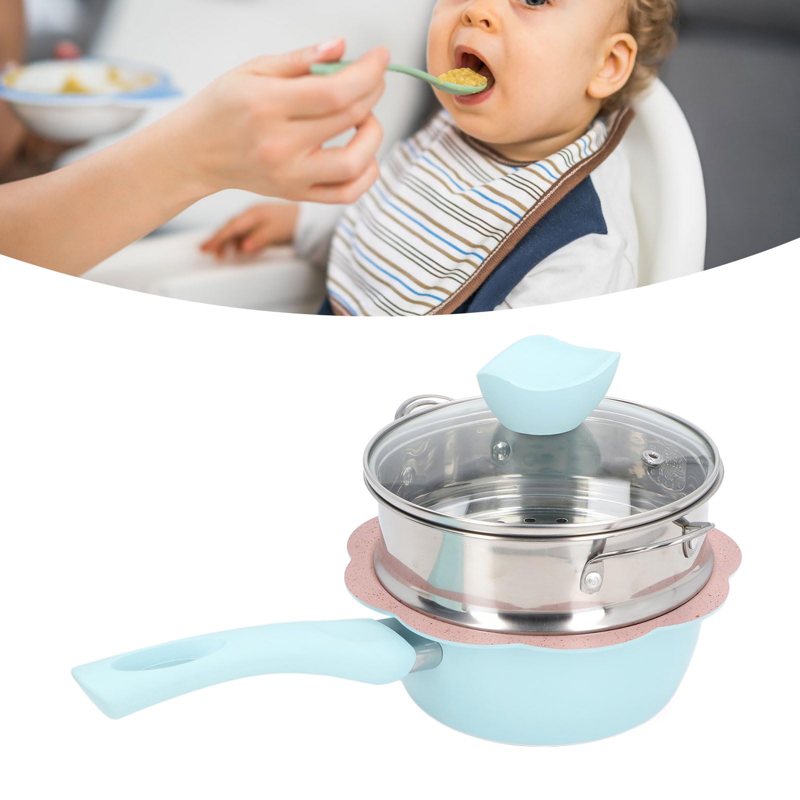 Pentola per Alimenti per Bambini, Antiaderente, Alluminio con Manico Resistente Al Calore, Distribuzione Rapida del Calore, Casseruola, Pentola, Pentolino per il Latte