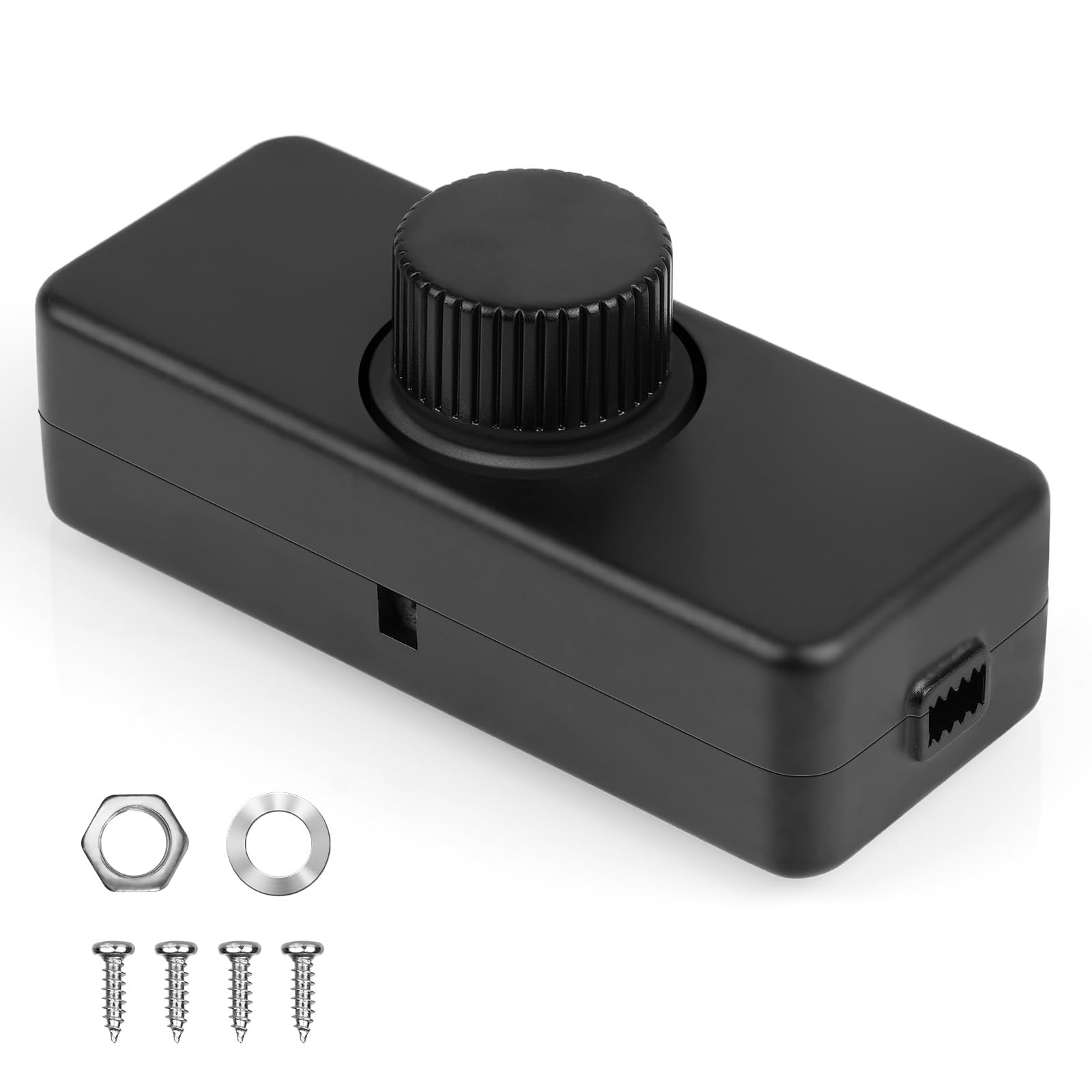 AXFEE LED-Dimmschalter, 1-Gang, 220 V-240 V, Phasenabschnitte, drehbarer Ein-/Aus-Inline-Dimmschalter, geeignet für Zuhause, 3–100 W, dimmbare LED, Halogenlampen, Decke, Glühlampe (schwarz)