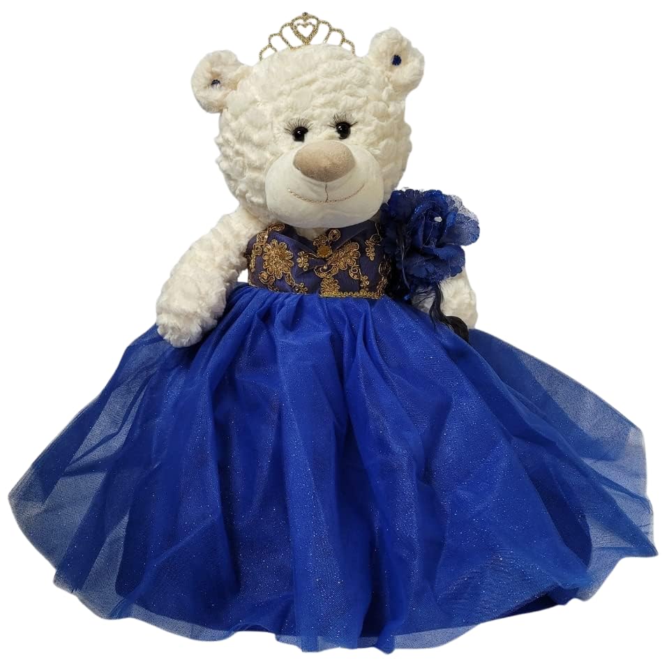 KINNEX COLLECTIONS SINCE 1997 20" Quince Anos Quinceanera Last Doll Teddy Bear with Dress (Centerpiece) B16631-15G (Royal Blue)