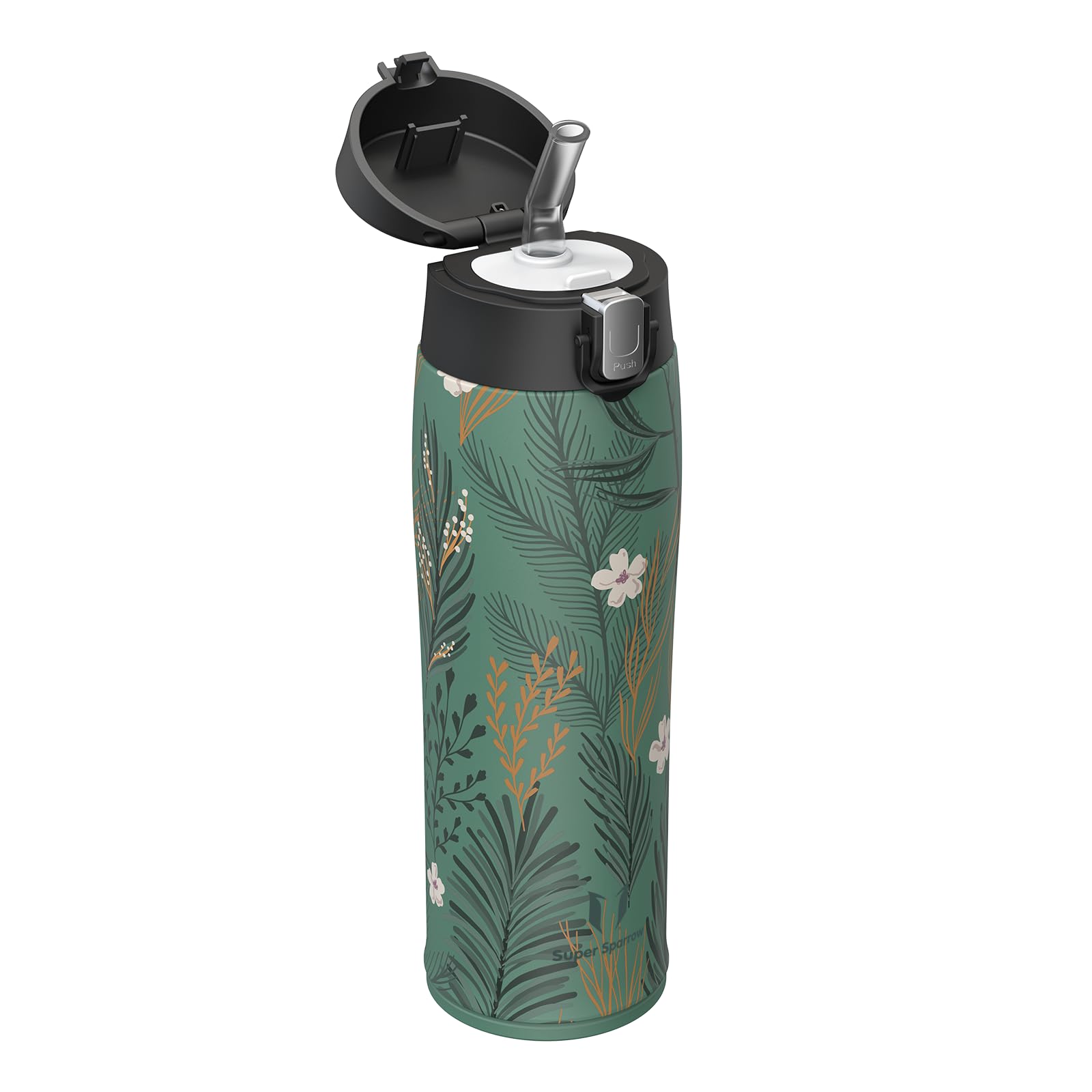 Super Sparrow Borraccia Termica Cannuccia, Borraccia in Acciaio Inox - 350ml, 500ml, 750ml - Senza BPA Tazza Borracce Termiche, Bottiglia Termica per Bambini, Scuola, Sportiva