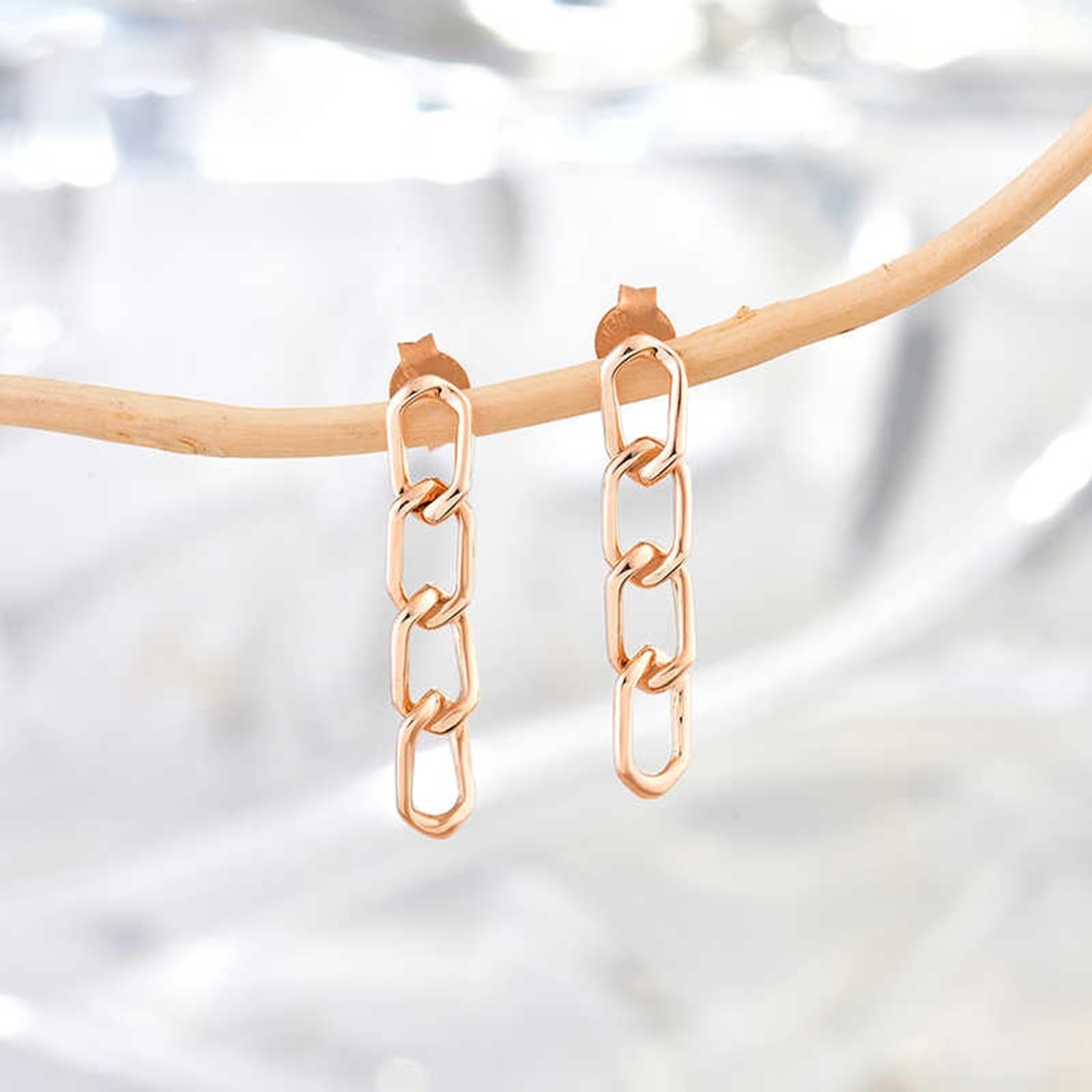 Pendientes colgantes de oro rosa de 9 quilates, 14 quilates y 18 quilates, para mujer, oro auténtico