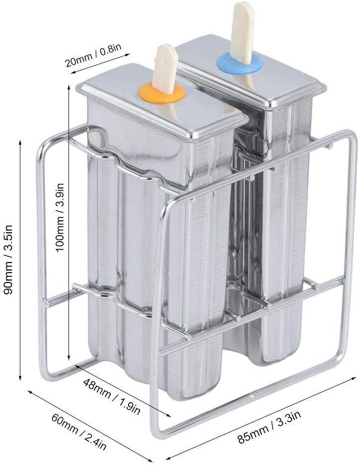 Fdit Ice Cream Maker Molds, Stainless Steel, 2 Molds with Lids, 55 Sticks, 10 Storage Bags, Brush, Rack