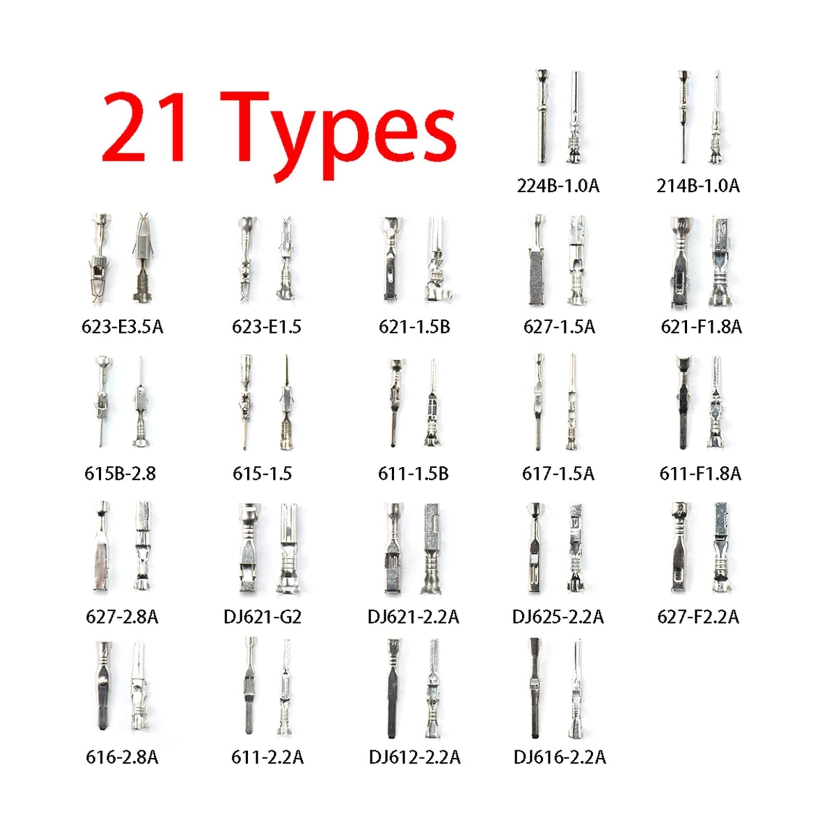Car Electrical Wire Terminal 1/1.5/1.8/2.2/2.8/3.5mm Auto Electric Connector Plug Removal Male Female Crimp Automotive Plug Pins (Color : 1168pcs)