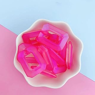 KXAOXGRC Anillos de plástico acrílico de Enlace, 25 Conectores de Enlace rápido Grandes de acrílico, de 28 x 21 mm, Color Azul Claro UV, for la fabricación de Cadenas de joyería.(Rose Red)