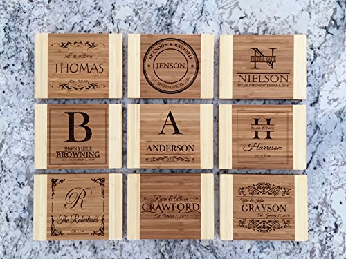 Personalized Mini Cutting Board (Anderson Design) - Decorative Small Wood Cutting Board for Housewarming Gifts, Also Bridal Shower and Wedding Gifts (6 x 8 Two Tone Bamboo Rectangular)