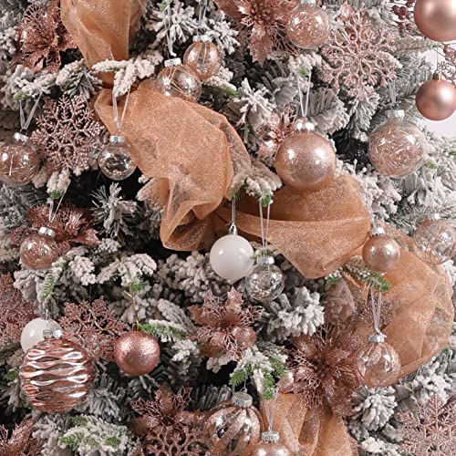 Clear Christmas Ball Ornaments,24ct Shatterproof Plastic Decorative Christmas Ornaments Hanging Xmas Tree Baubles Set with Stuffed Delicate Glittering Decorations for Holiday Party Decor(Rose Gold) - image 4