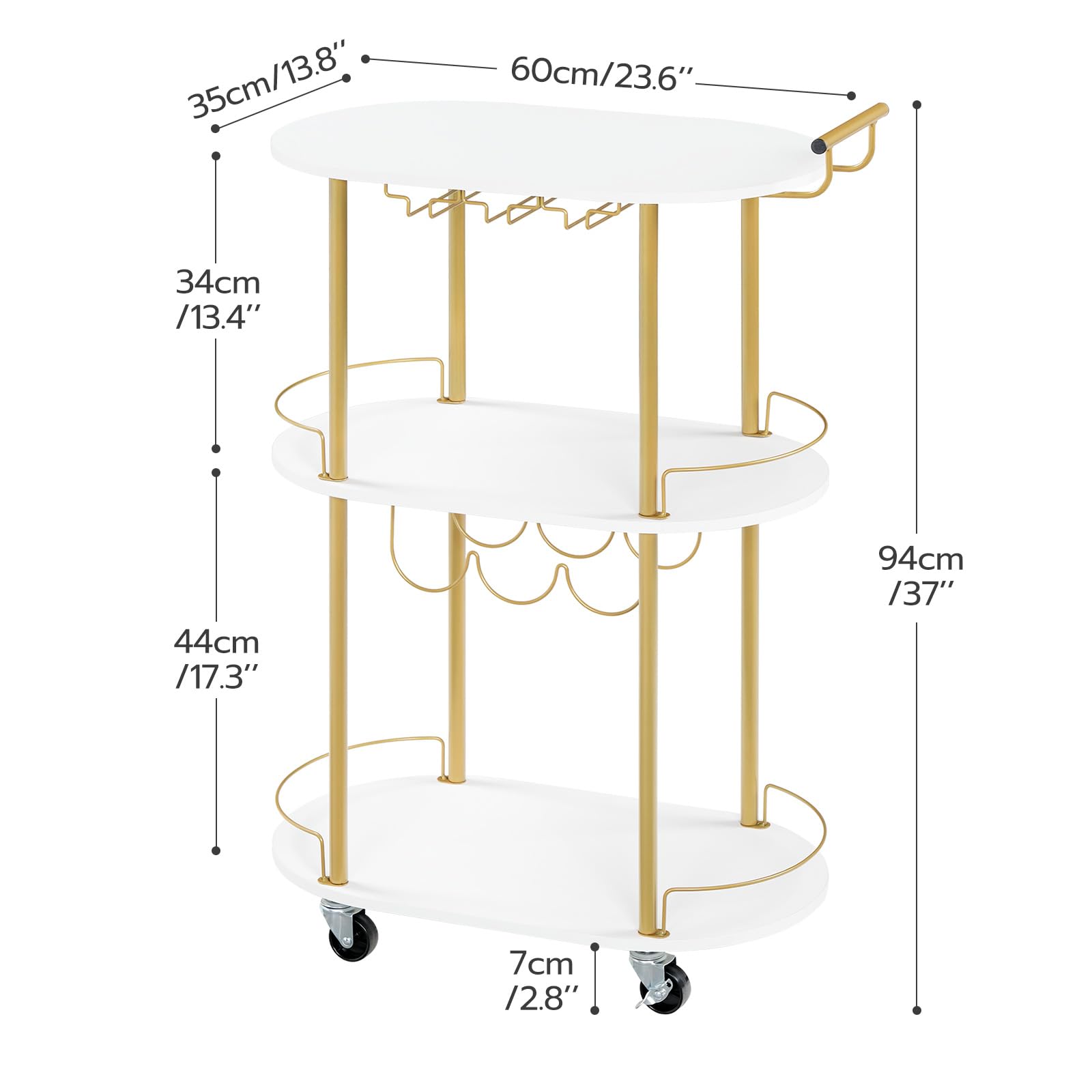 ゴールドバーカート 3段 キャスター付き 幅66×奥行40×高さ82cm Amazon.co.jp: HOOBRO ゴールドバーカート 3段 ホームバー