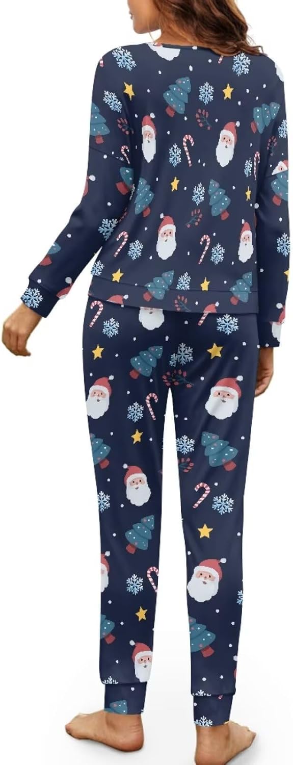 Suobstales Women's Pajamas Set Casual Long Sleeve Tops with Lounge Pants Two Piece Sleepwear Halloween Loungewear Nightwear - Image 3