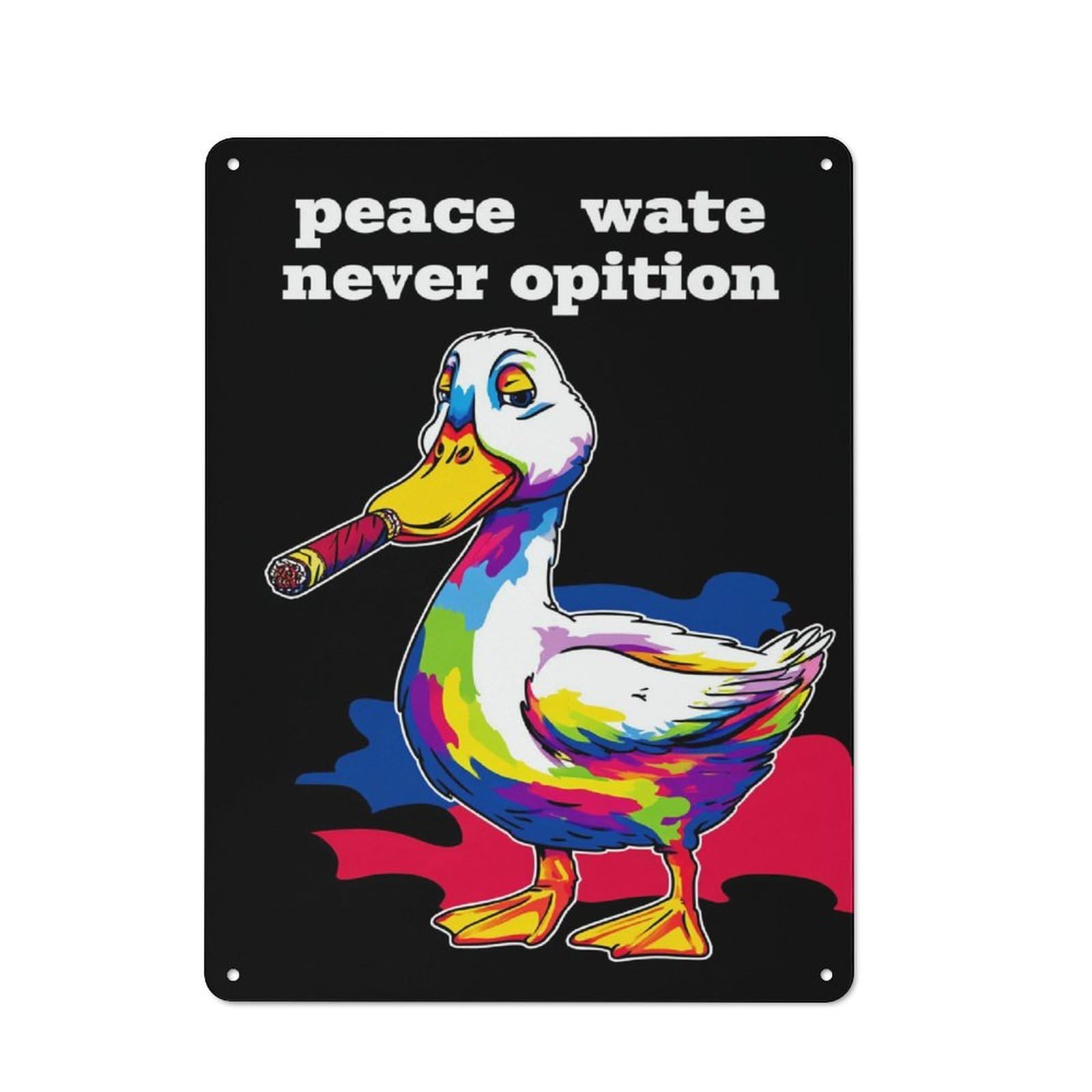 Junmoney Colorful Duck With Cigar Artwork Tin Sign 40X30cm For Workshop Wall, Retro Wall Decor, Suited To Metal Sign Collectors