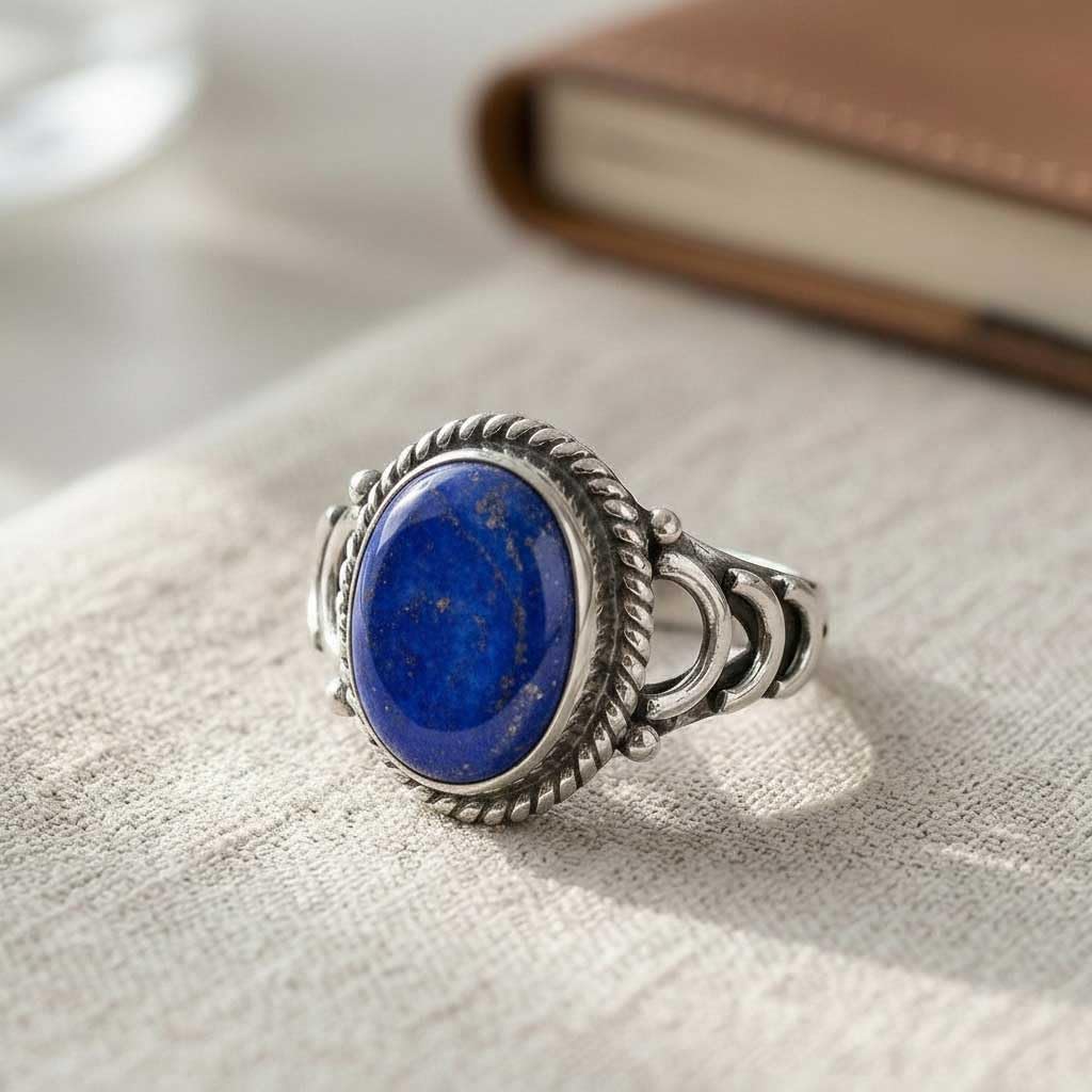 JEWELOPORIUM Boho Handmade Jewelry Natural Gemstone Tiger Eye, Turquoise, Moonstone, Carnelian Oval 925 Sterling Silver Overlay Ring For Women