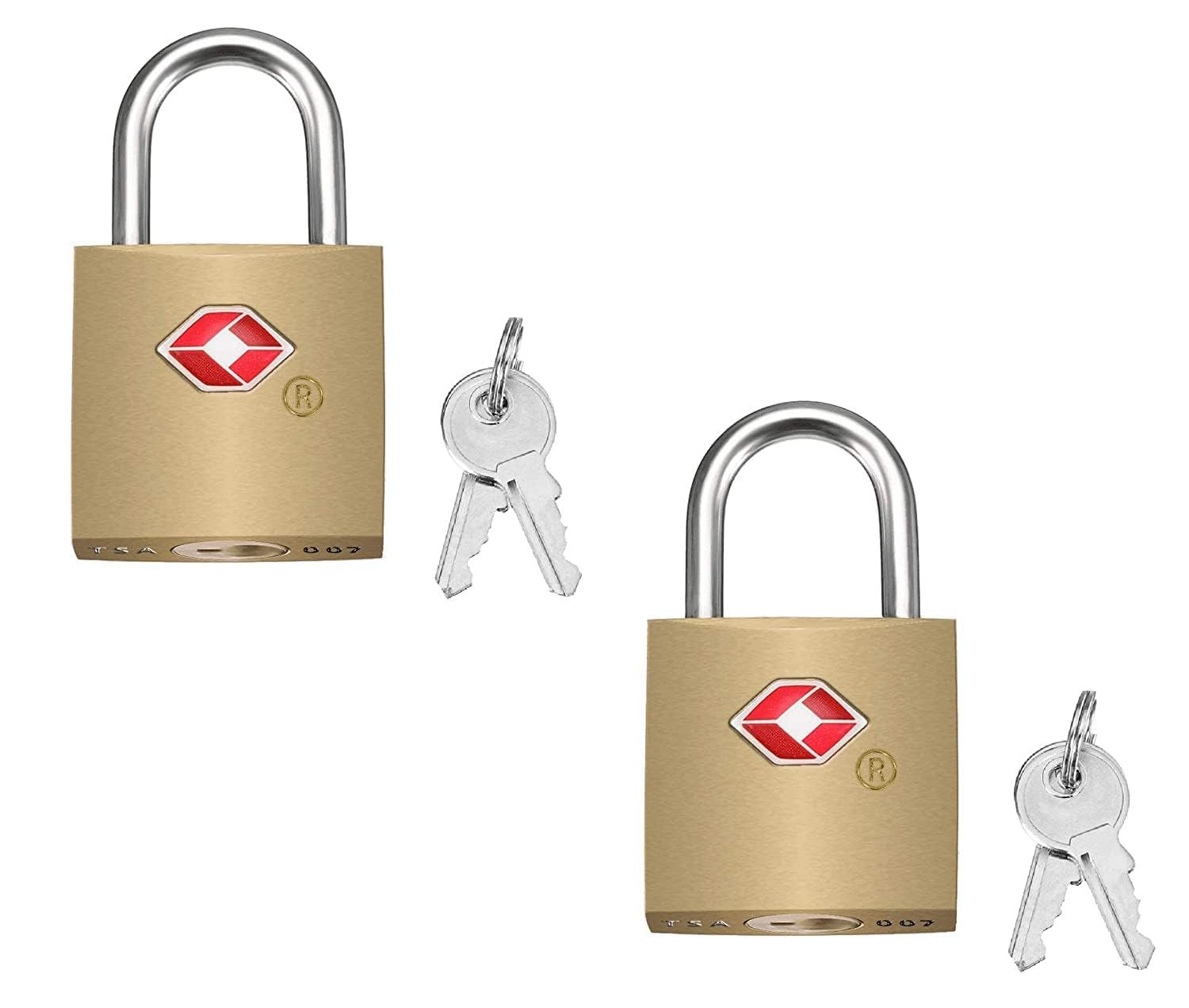 worisonWorison Pack of 2-Small Brass Lock TSA Approved with Keys,International Locks for Luggage Bag Travelling Locks Padlock