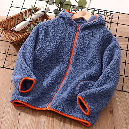 Kids Fleece Sweatshirt Jacket Winter Autumn Warm Coat with Zippered Hooded Cozy Outwear (Blue, 11-12 Years)3