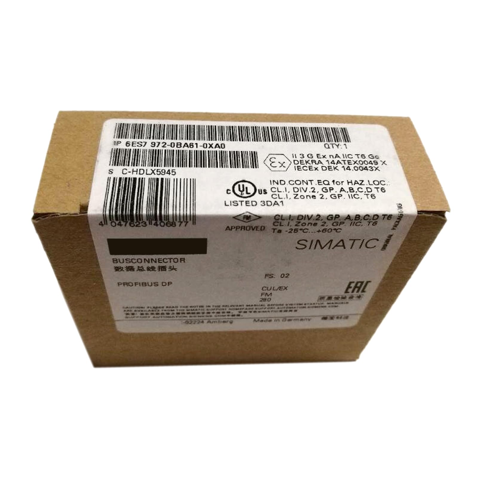 Prise 6ES7972-0BA61-0XA0 avec resistance de terminaison active