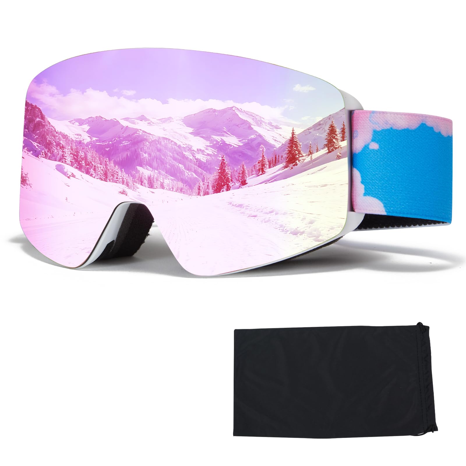 Lunettes de ski OTG pour enfants, garçons et filles, anti-buée UV400 pour le ski et les sports de plein air d'hiver