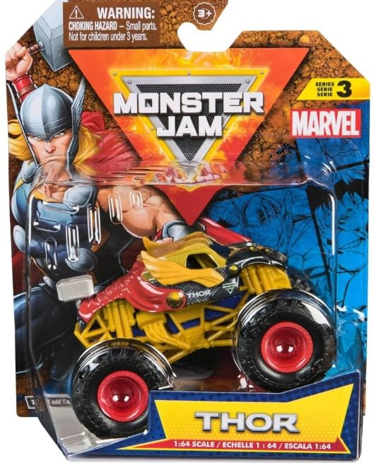 Monster Jam Marvel Thor Monster Truck - 1:64 Scale Die-Cast Vehicle - Series 3