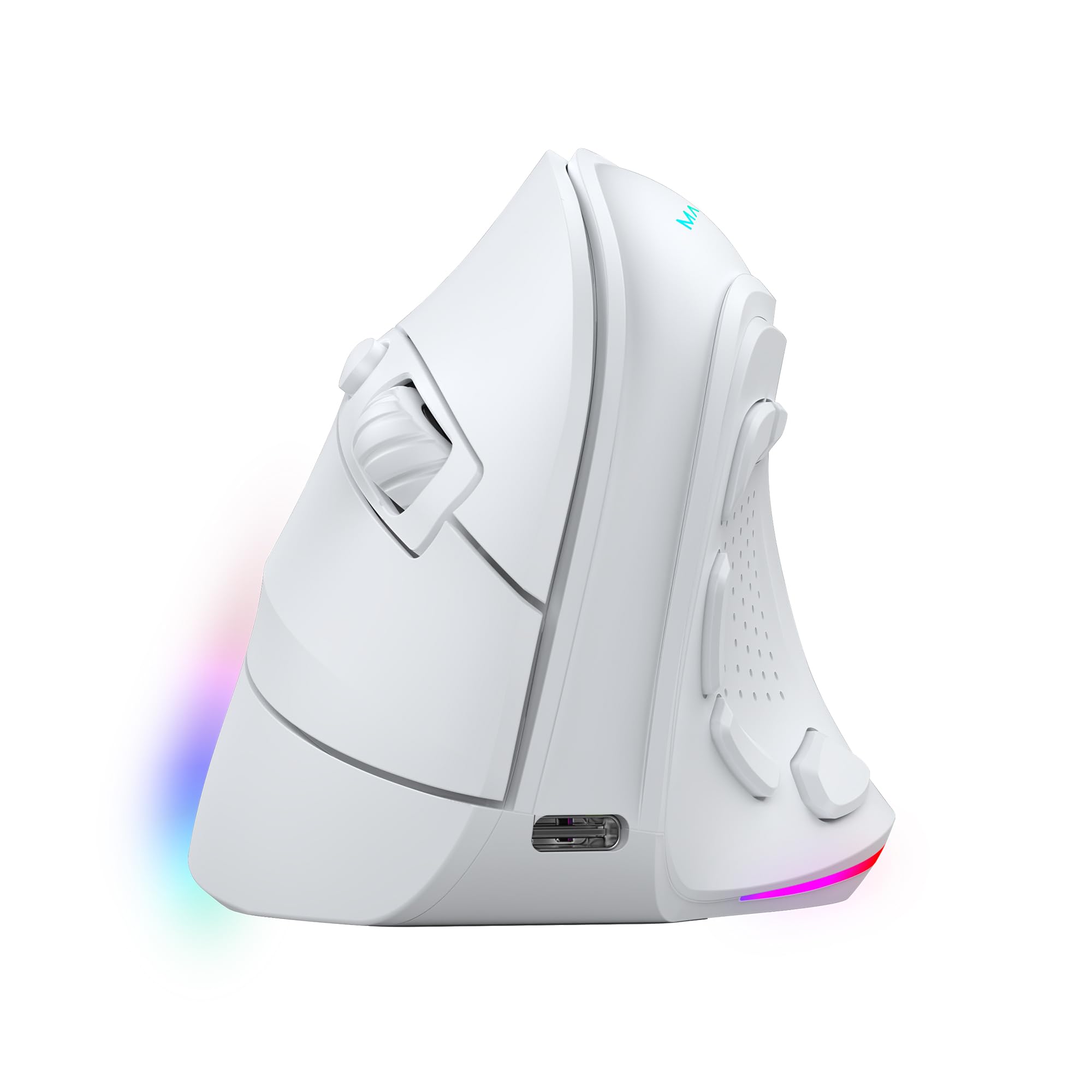 Mars Gaming MM-SK, Mouse Gaming Wireless Verticale, Design Ergonomico, Illuminazione RGB Chroma, Sensore Ottico Pixart 8400DPI, Switch Meccanici Huano, 9 Pulsanti Programmabili, Mouse Tri-Mode, Bianco