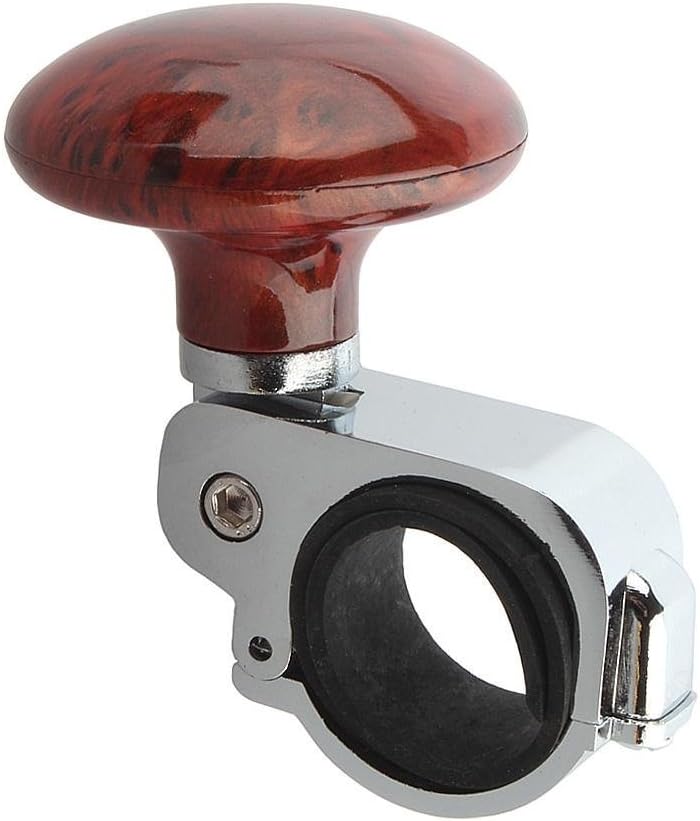 Metal ABS Truck Steering Wheel Suicide Spinner Knob Power Handle Booster Steering Wheel Knob Spinner Accessories Fit for Car (Brown Woodgrain)