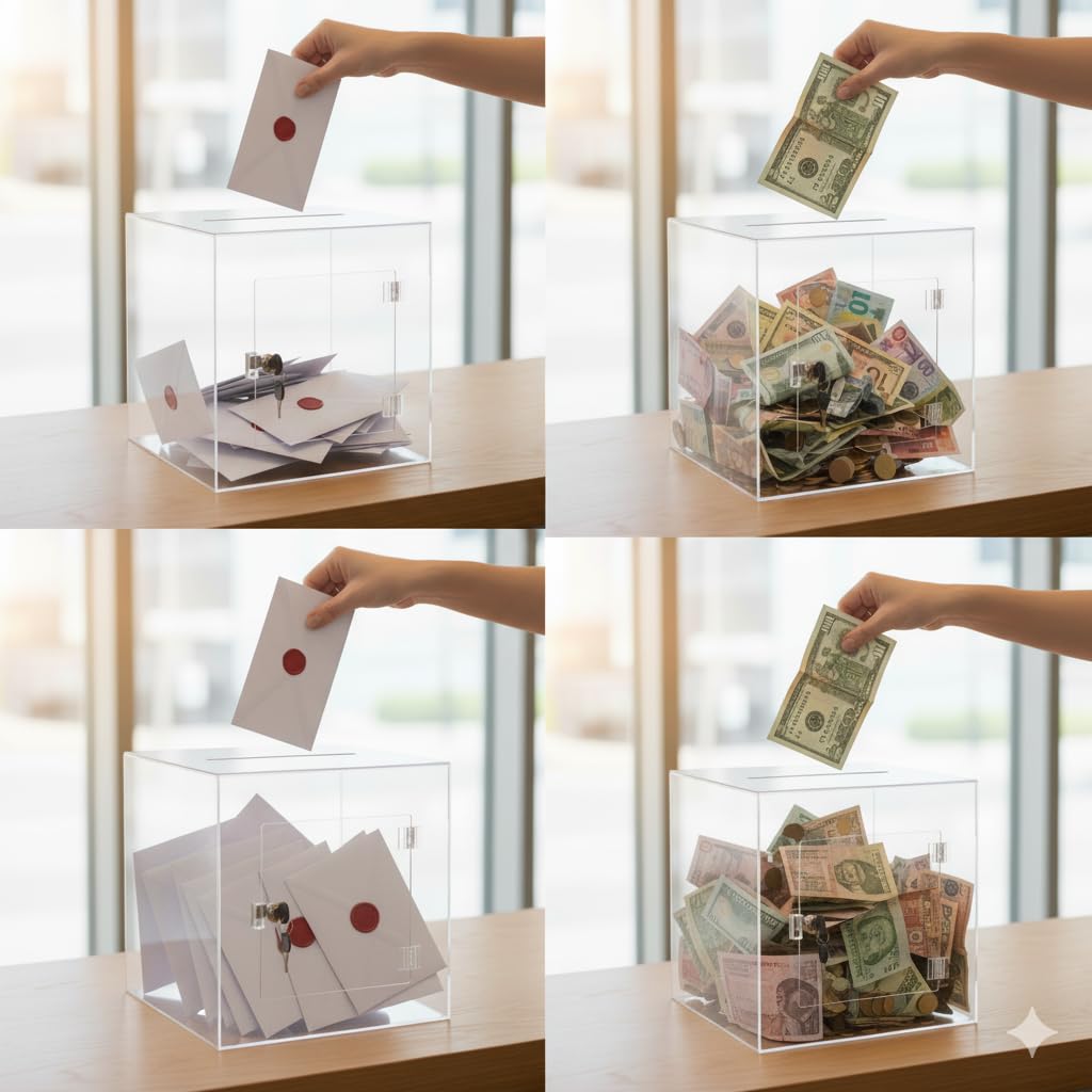 Transparent Donation Box - Collect Suggestions & Donations -3 Transparent Donation Box - Collect Suggestions & Donations -3