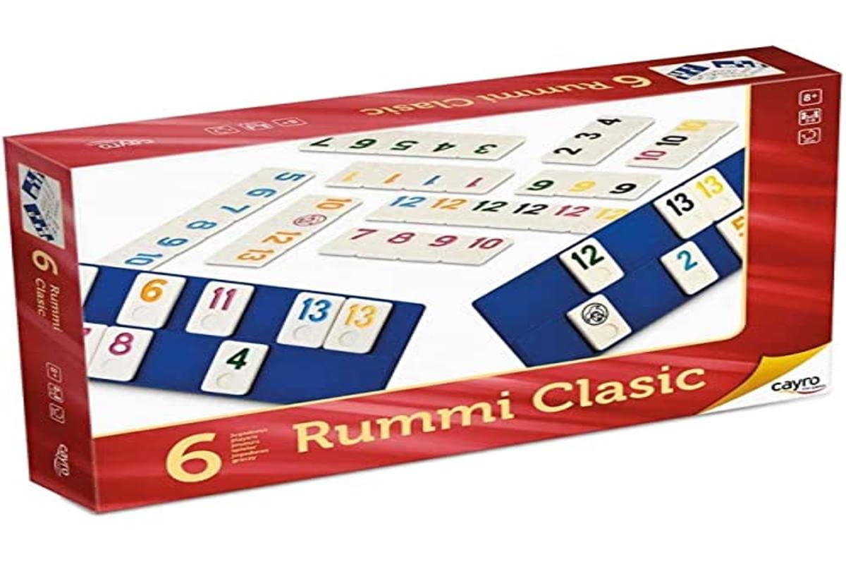 Cayro - Rummi - + 8 Anni - Modello Classico - Divertenti Giochi da Tavolo per Bambini e Adulti - 159 Pezzi, 1 Borsa in Tessuto e 6 Supporti - da 2 a 6 Giocatori