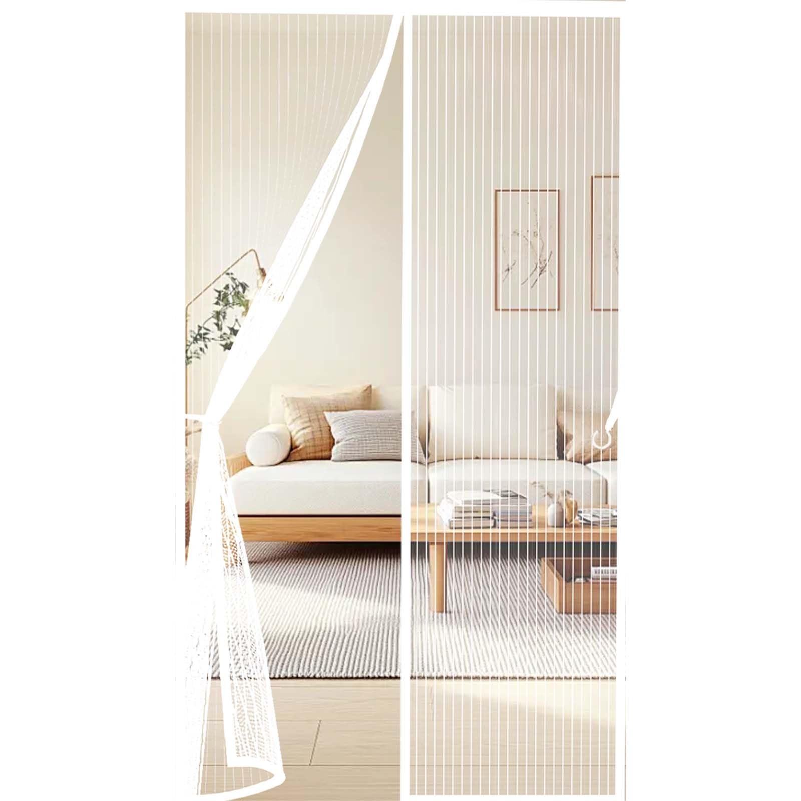 Feijdon White Fly Curtains 118 X 204 Cm Durable, Keeps Bugs Out, Kid And Pet Friendly Magnet Fly Screen Door Insect Protection Hundreds Of Sizes, Lets Fresh Air In,