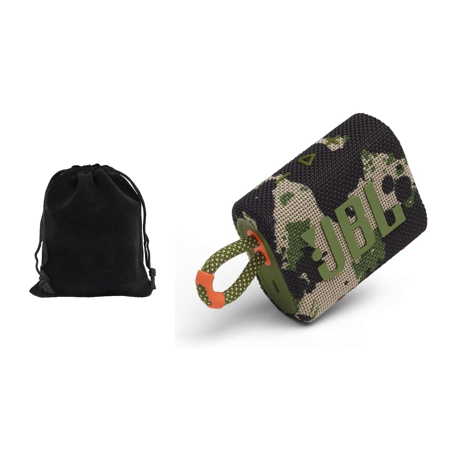 JBL Go 3 - for Portable Use - Speaker with Bluetooth - Built in Battery Waterproof and Dustproof - includes Storage Pouch (Camoflauge), JBLGO3-Pouch