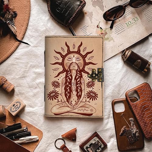 Image of DI-KRAFT Customize Diary with Name with Beautiful UV Prints | Customized Leather Writing Diary Unruled White Paper Journal Personal Notepad Sheets Daily Planner for Gifting (Pattern 19)