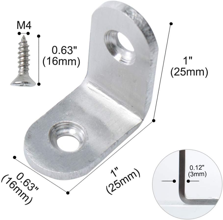 Corner Brace,MAIKEHOME Angle Bracket Stainless Steel Corner Brace Fastener L Shaped Right Angle Brackets Corner Protector Shelf Support with Screws for Furniture (20, 25x25x16mm)